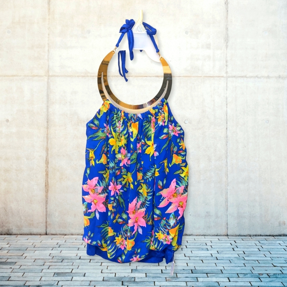 NWT JUNIOR D'FLORES HALTER TOP WITH METAL NECKLINE